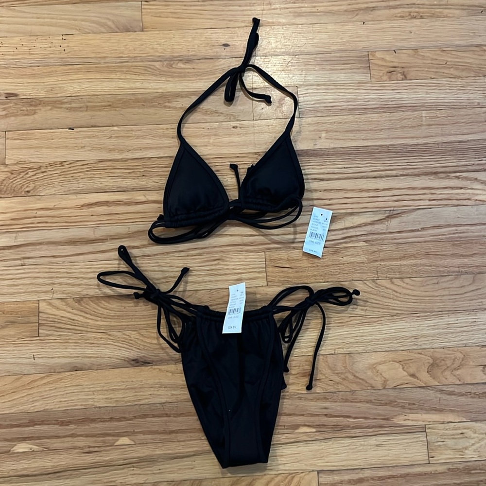 Pac Sun LA Hearts Two-Piece Black Swimsuit